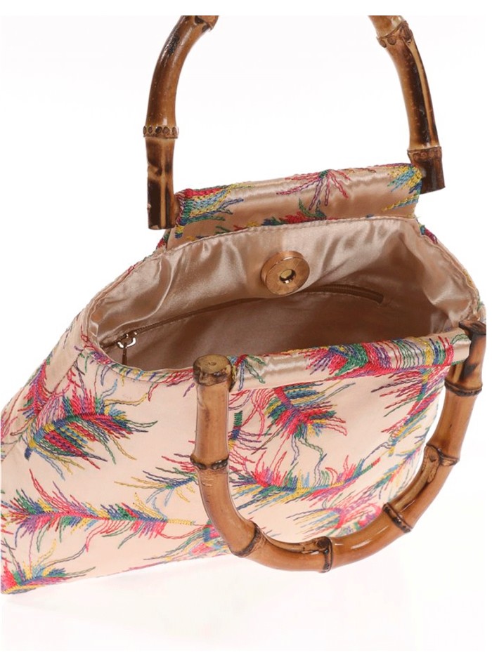 Satin embroidered evening bag