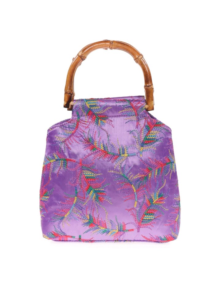 Satin embroidered evening bag