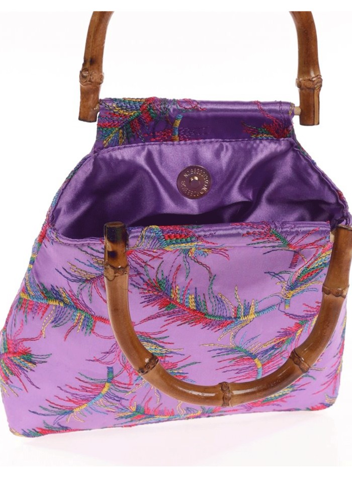 Satin embroidered evening bag