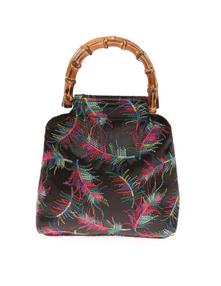Satin embroidered evening bag