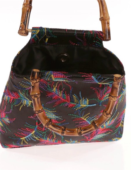 Satin embroidered evening bag