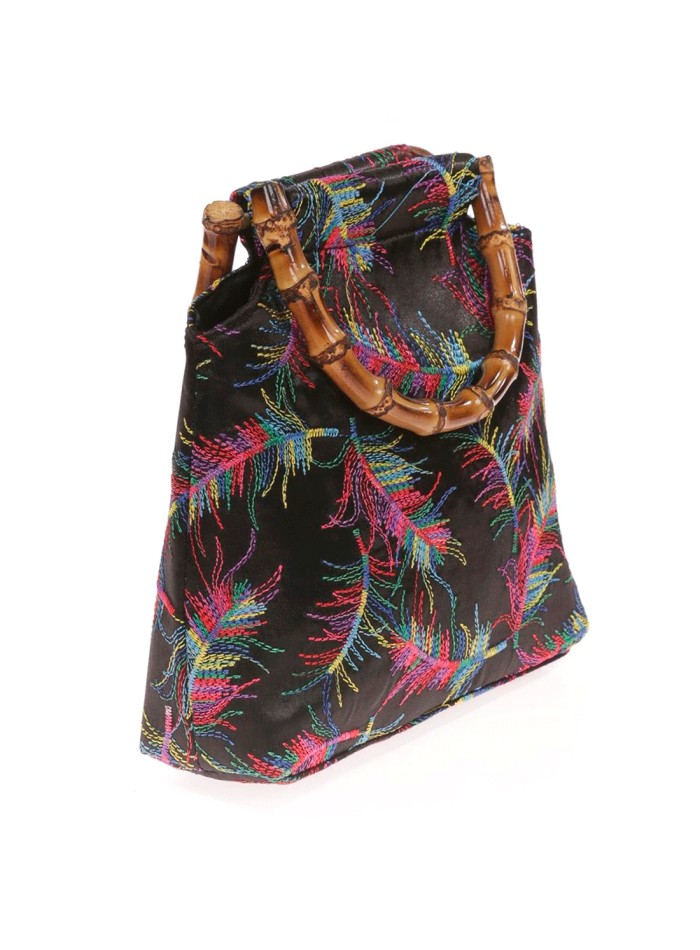 Satin embroidered evening bag