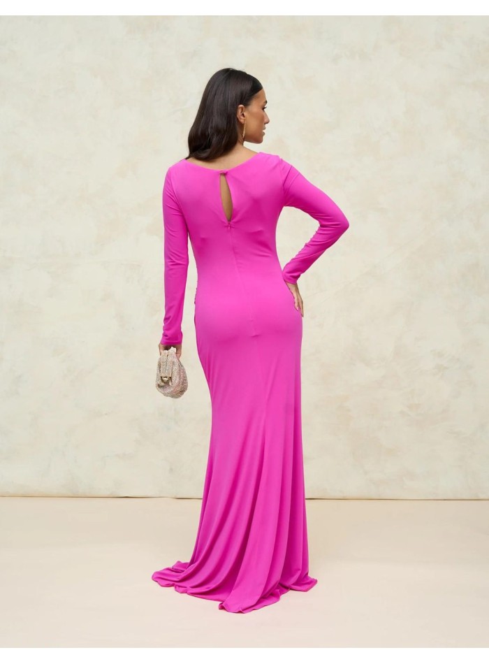 Long silk knitted party dress.