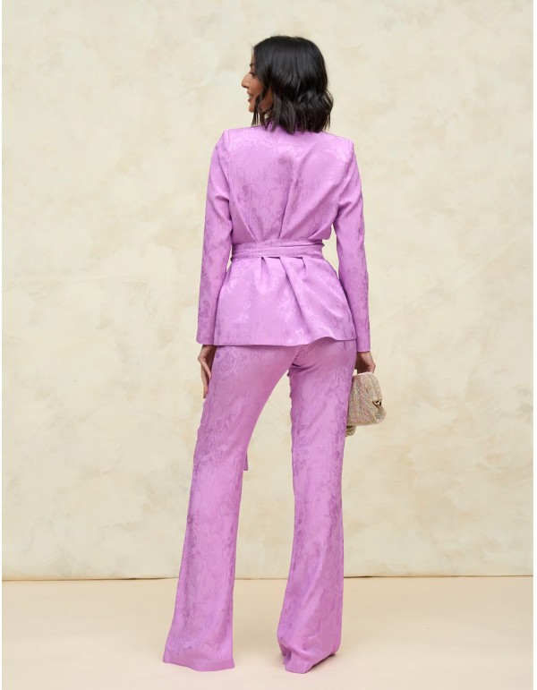 Flared party trousers with jacquard high rise 2