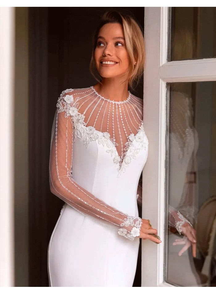 Robe de mariée dos nu avec transparences et...