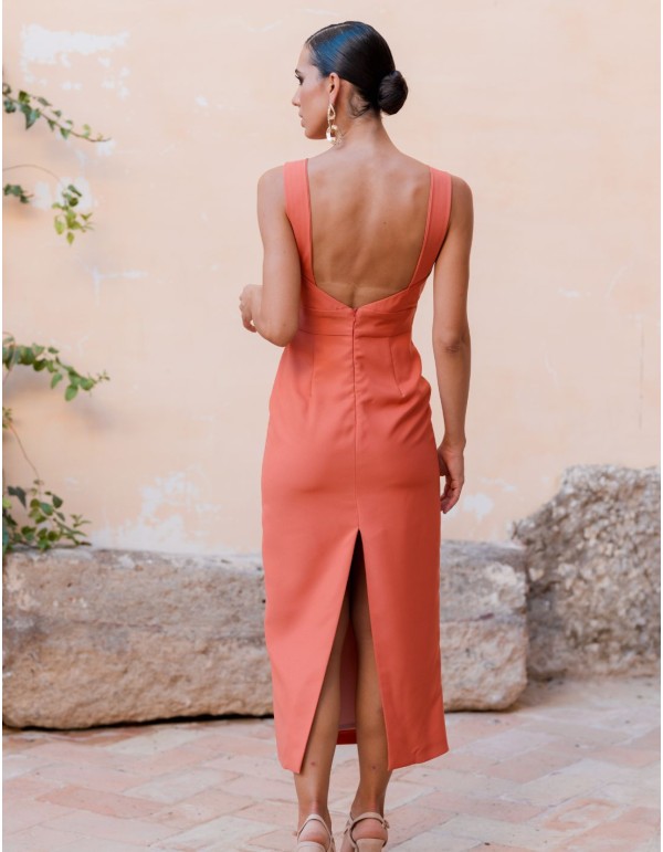 Robe de soirée midi sans manches avec dos ouvert 2