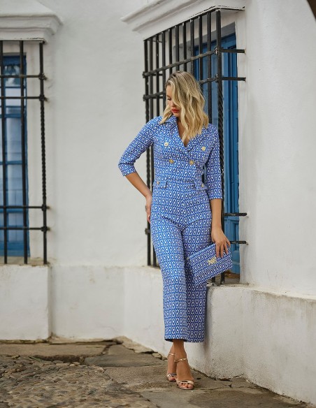 Printed party jumpsuit with gold buttons Printed party jumpsuit with gold buttons
