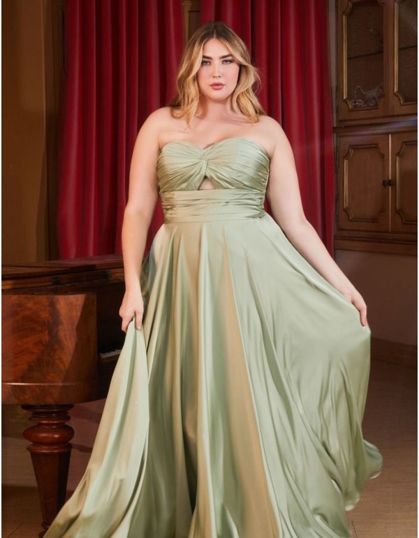 Robe longue de fête en satin avec encolure cache-coeur...