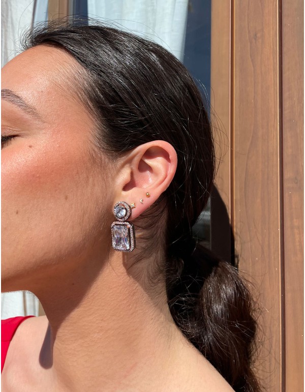 Semiprecious stones and zirconia party earrings 2