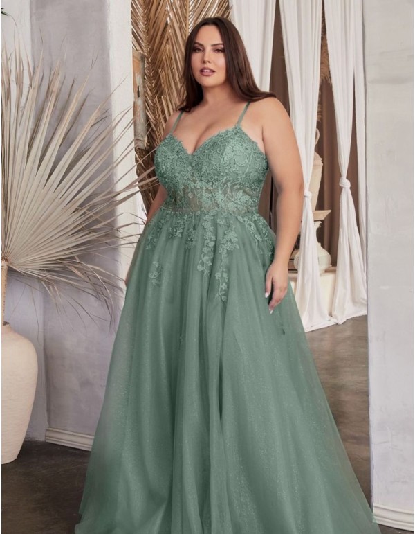 Robe longue de fête avec corsage en tulle et fleurs brodées