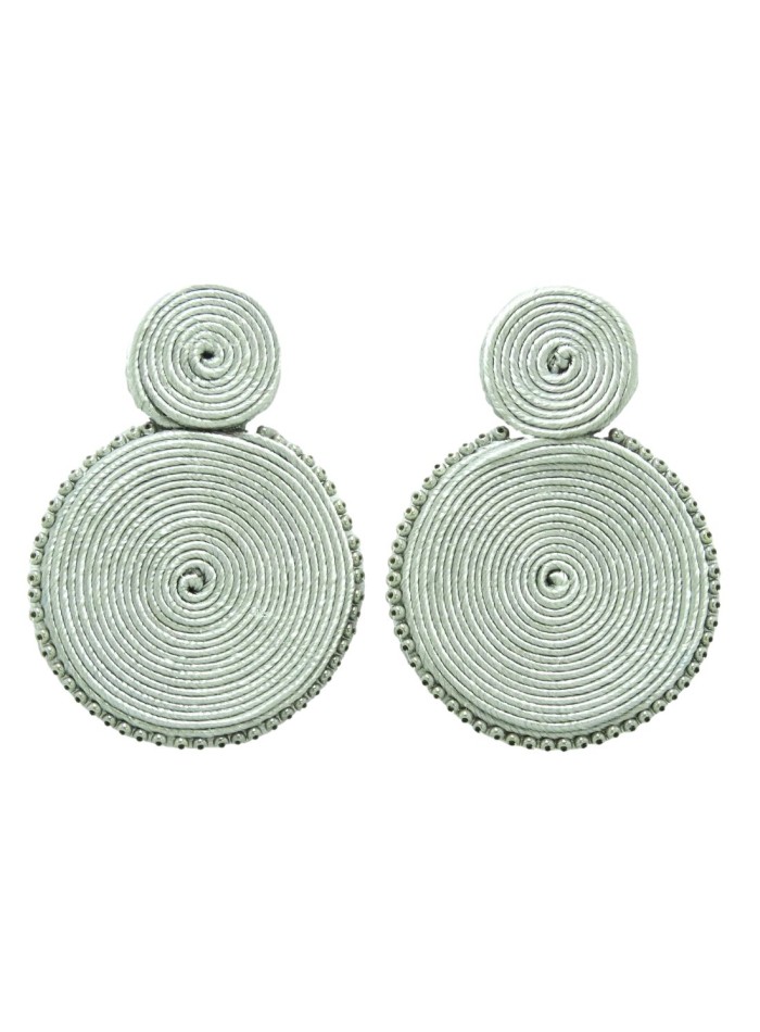 Boucle d'oreilles rondes avec cristaux et cordon en spirale