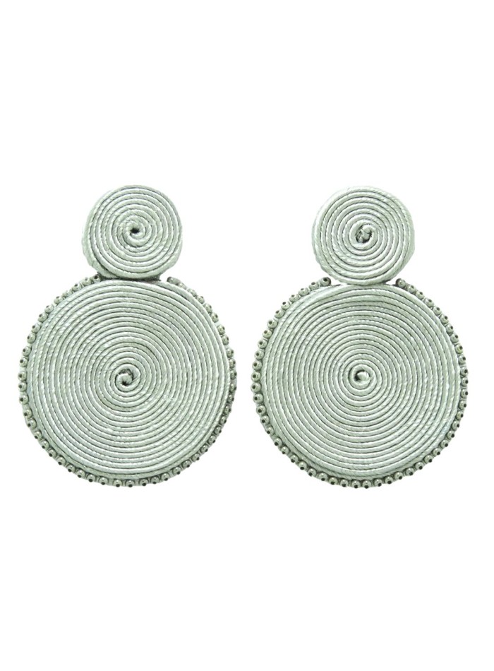 Round party earrings with crystals and spiral cord
