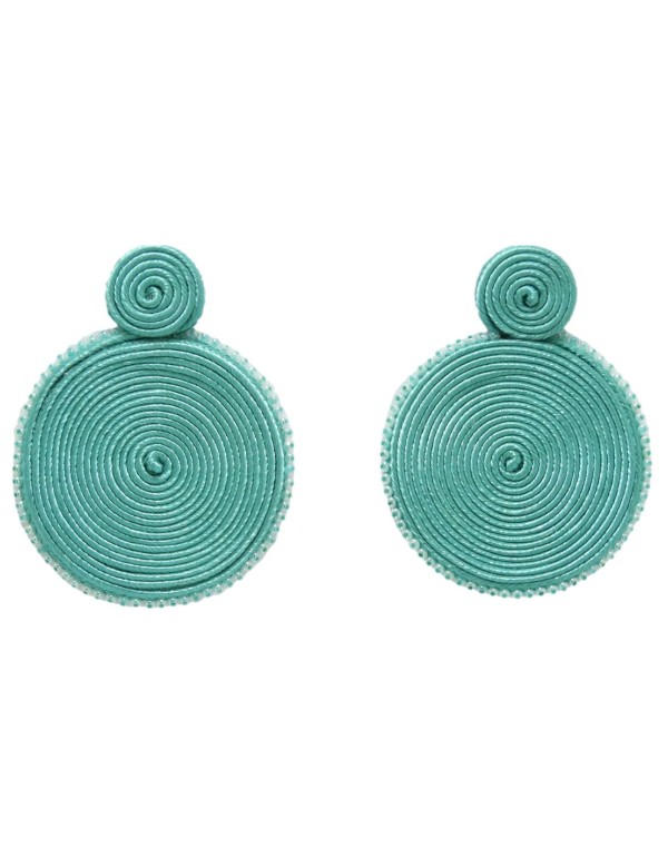 Boucle d'oreilles rondes avec cristaux et cordon en spirale