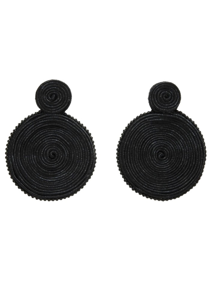 Black maxi party earrings in spiral shape