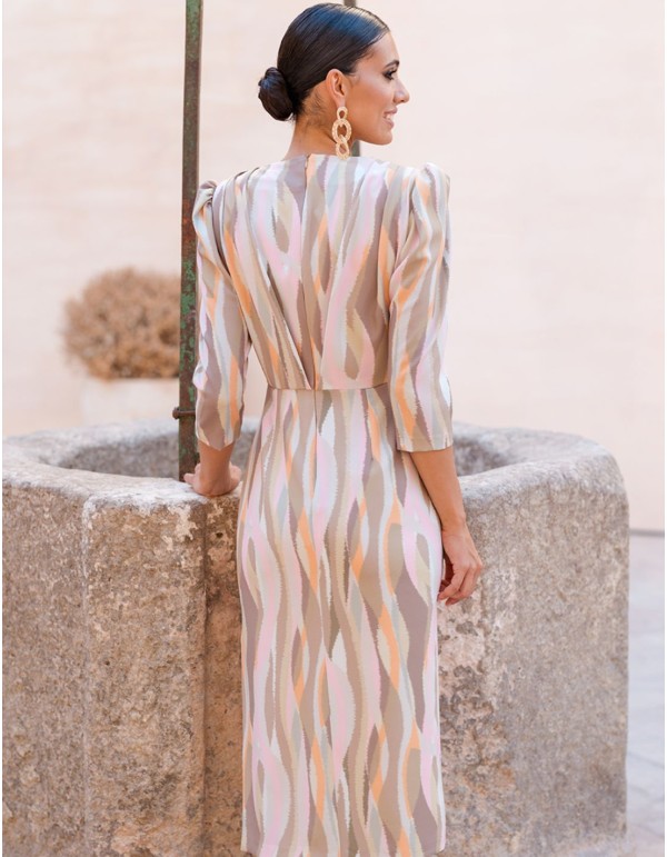 Robe de soirée midi avec manches françaises et imprimé... 2