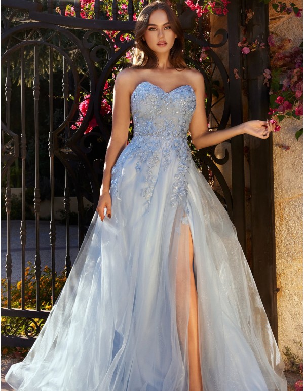 Robe longue de fête avec corsage et broderie en dentelle