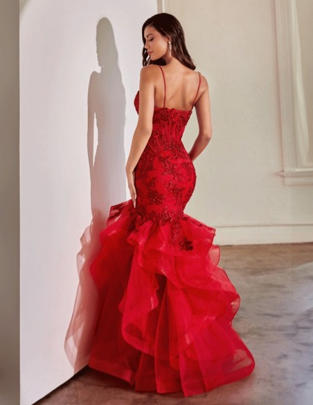 Flamenco-inspired long gown with ruffles Flamenco-inspired long gown with ruffles