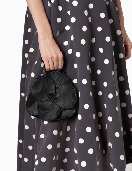 Bolso de mano con flor en 3D de piel sintética para invitada