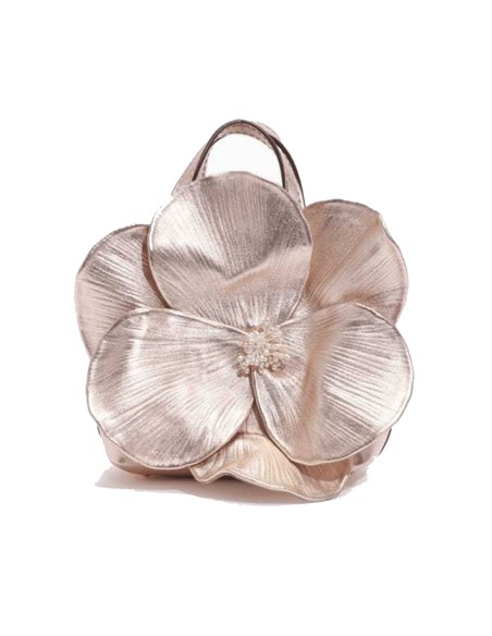 Bolso de mano con flor en 3D de piel sintética para invitada