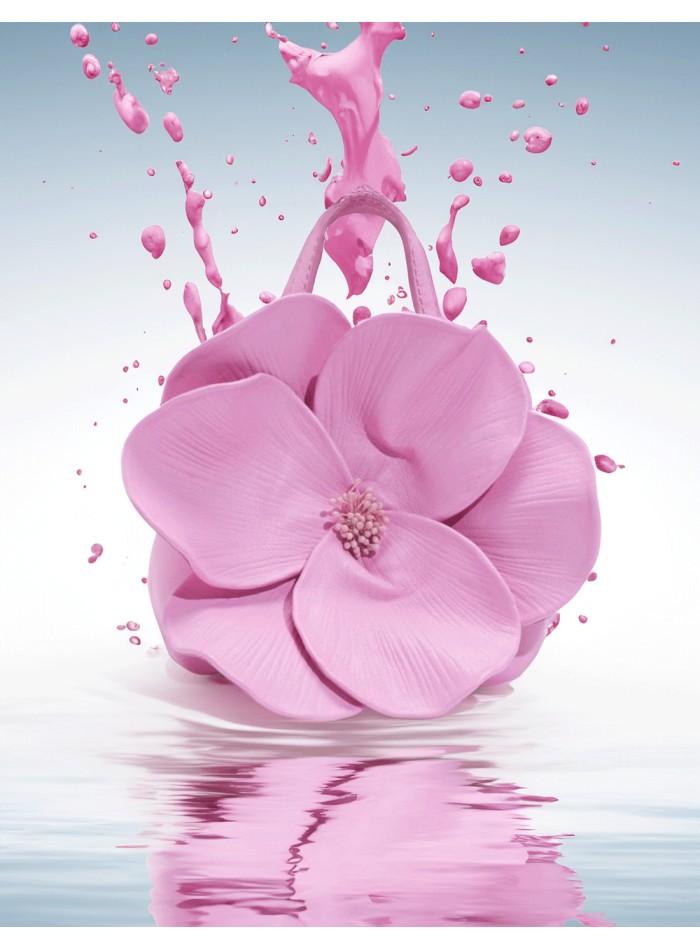 Bolso de mano con flor en 3D de piel sintética...