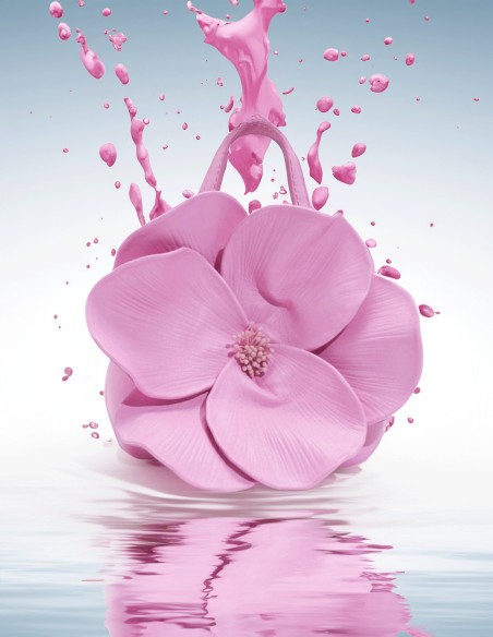 Pochette en faux cuir avec fleurs en 3D pour les invités