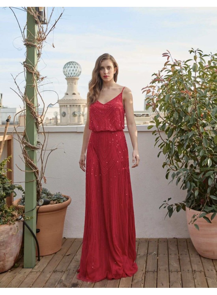 Long party dress with rhinestones and back...