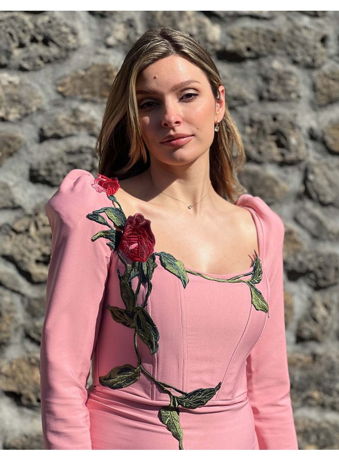 Robe longue de fête avec manches bouffantes et...