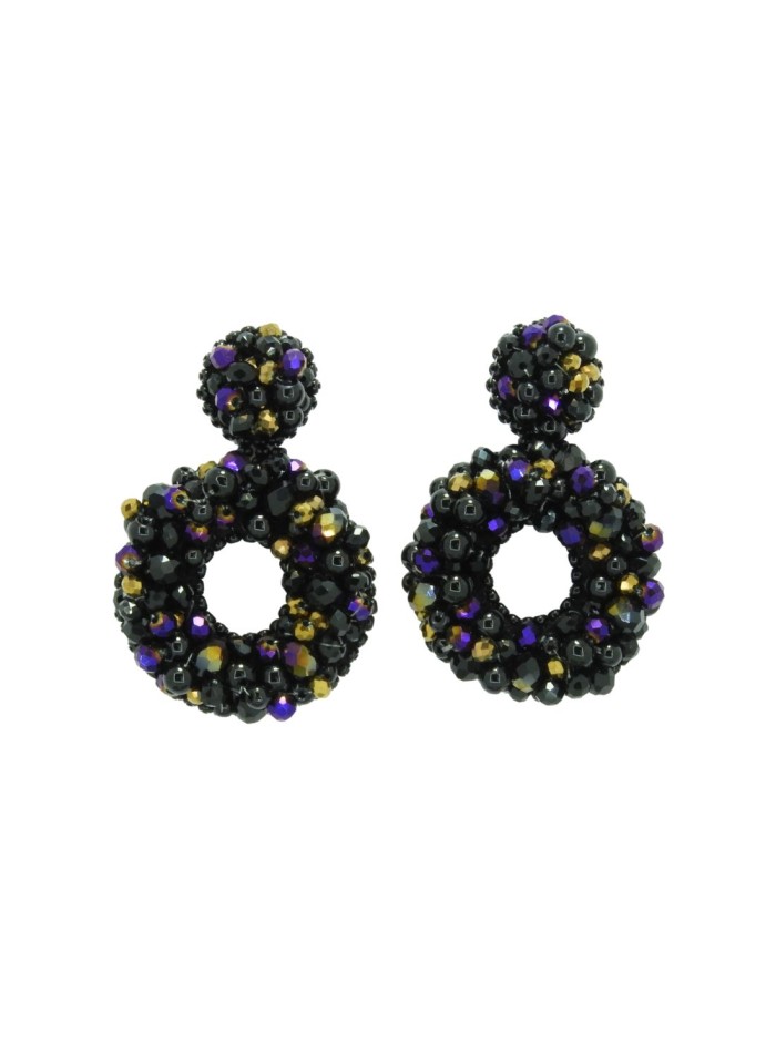 Pendientes de fiesta redondos con cristales y cuentas