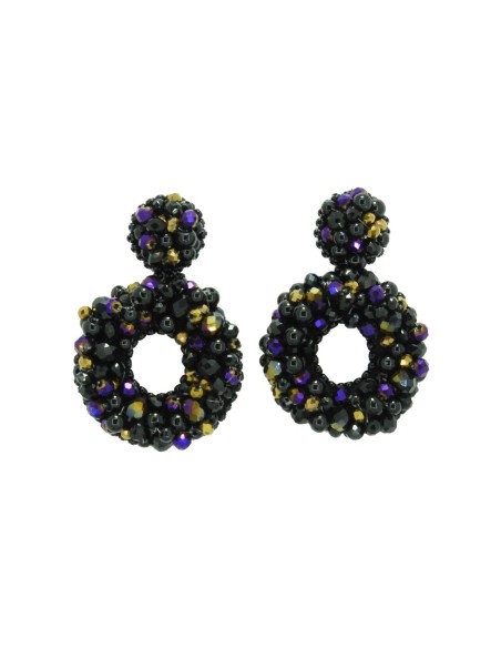 Pendientes de fiesta redondos con cristales y cuentas
