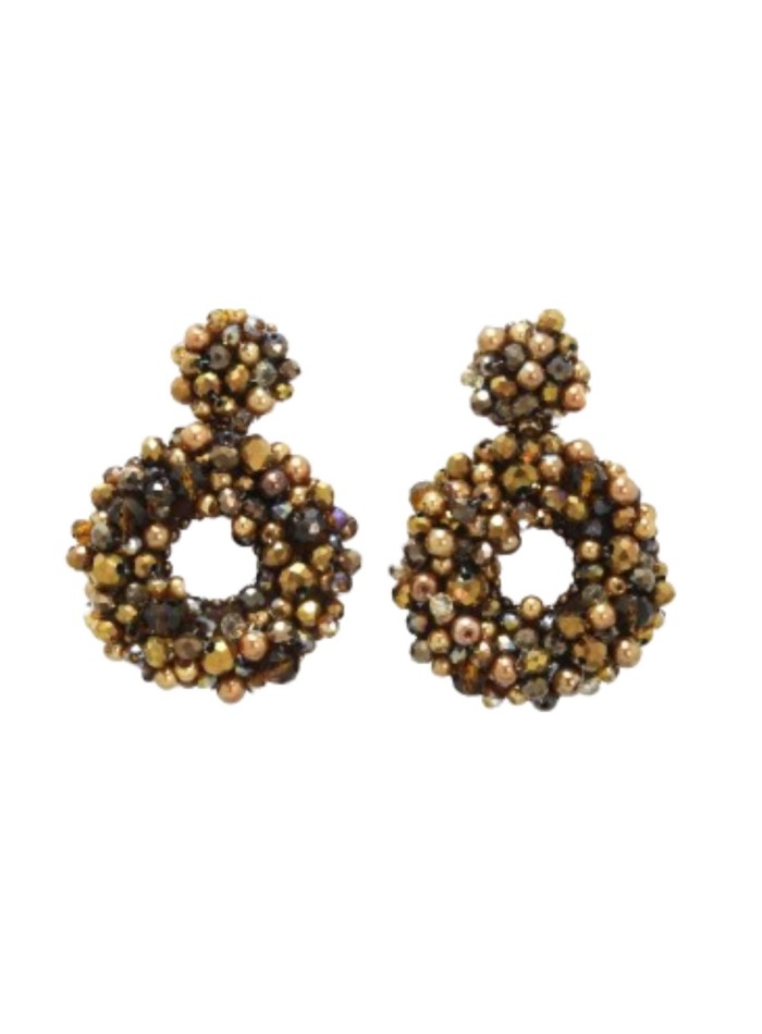 Boucle d'oreilles rondes avec cristaux et perles