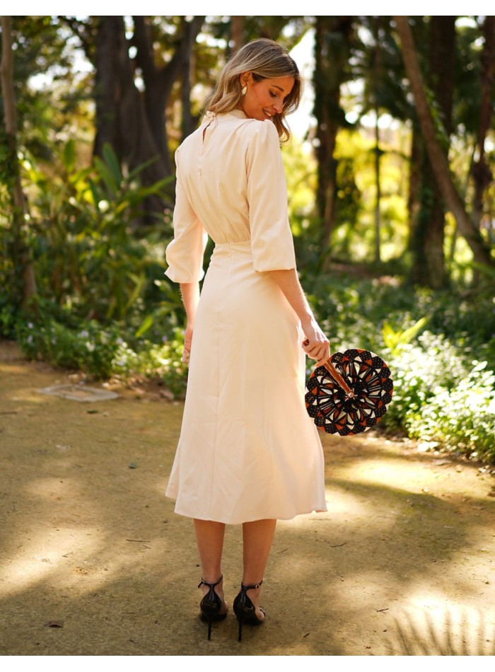 Vestido Evase Midi Vestido Midi Evasê Em Linho Azul Marinho Triângulo