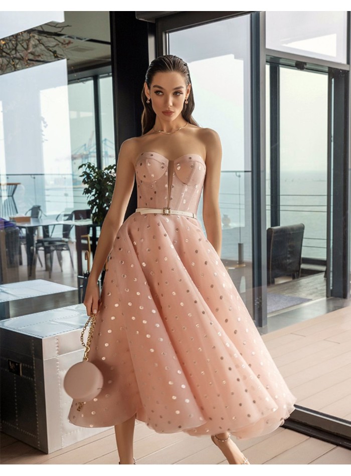 Midi party dress with plumeti and sweetheart...