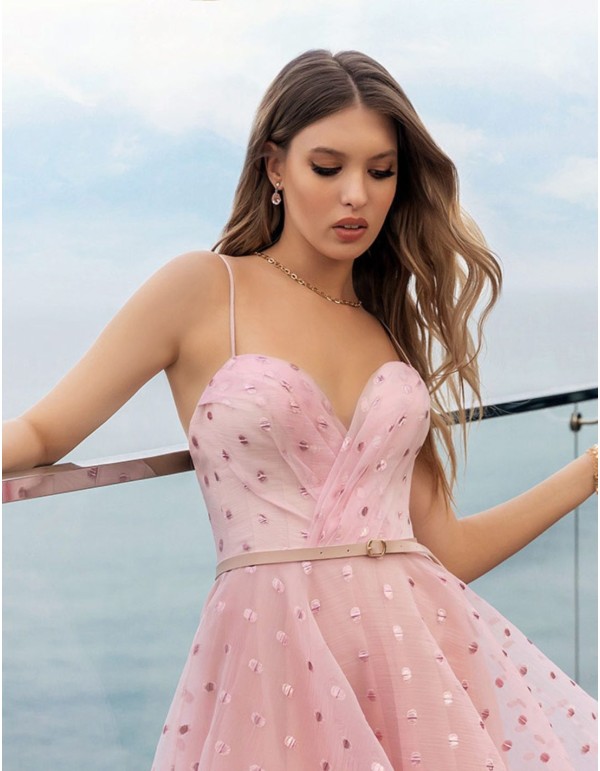 Midi dress in plumeti with ruffle detail and sweetheart... 2