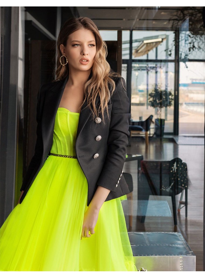 Fluor party midi dress with tulle flared skirt
