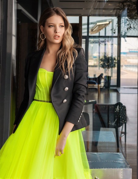 Fluor party midi dress with tulle flared skirt