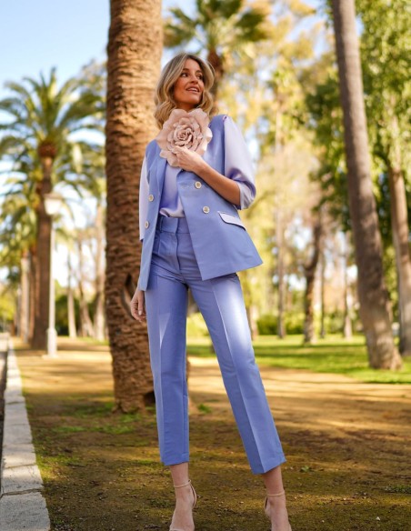 Pantalón largo de fiesta de corte recto con pinzas