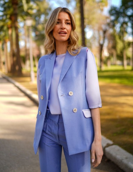 French sleeve satin blouse with gathers on the shoulder