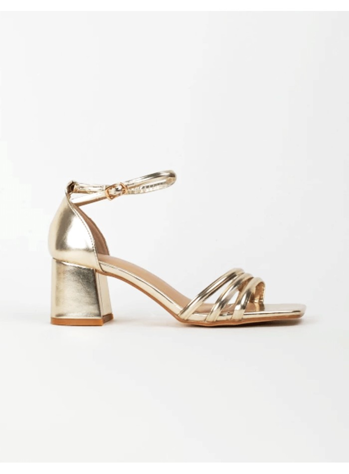 Gold Low-Heeled Sandals