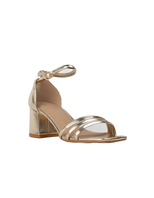 Sandalias Doradas de Tacón Bajo