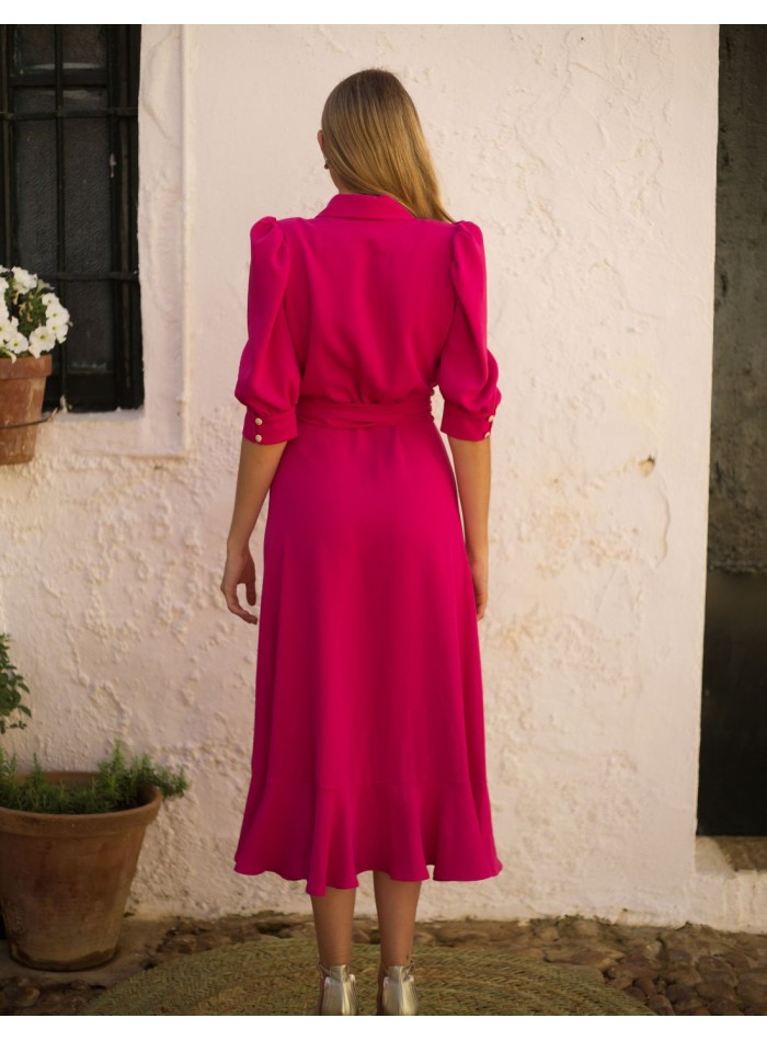 Vestido midi de fiesta con escote solapa cruzado