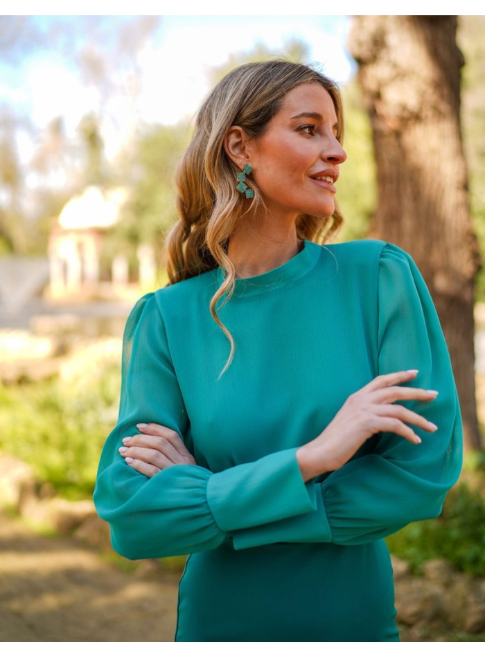 Long sleeve midi party dress with tube skirt