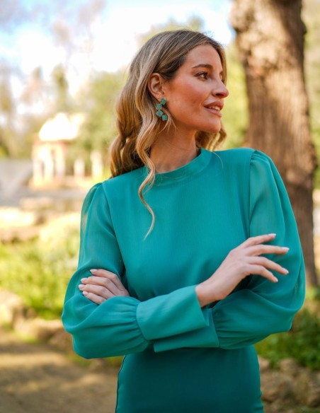 Robe midi à manches longues avec jupe crayon