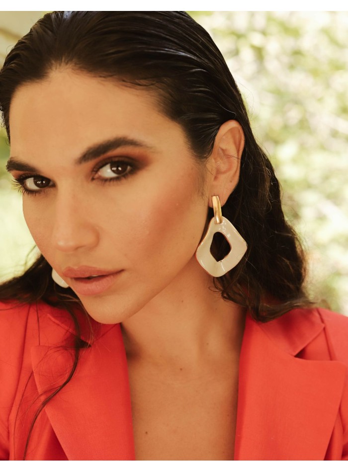 Boucles d'oreilles XL en céramique émaillée et...