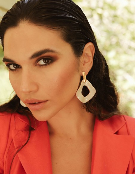 Boucles d'oreilles XL en céramique émaillée et dorée