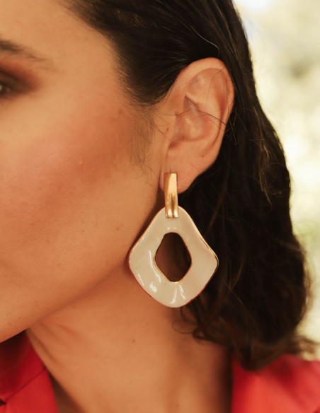 Boucles d'oreilles XL en céramique émaillée et dorée
