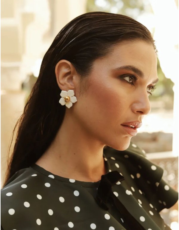 Boucles d'oreilles de fête en acrylique avec fleur en...
