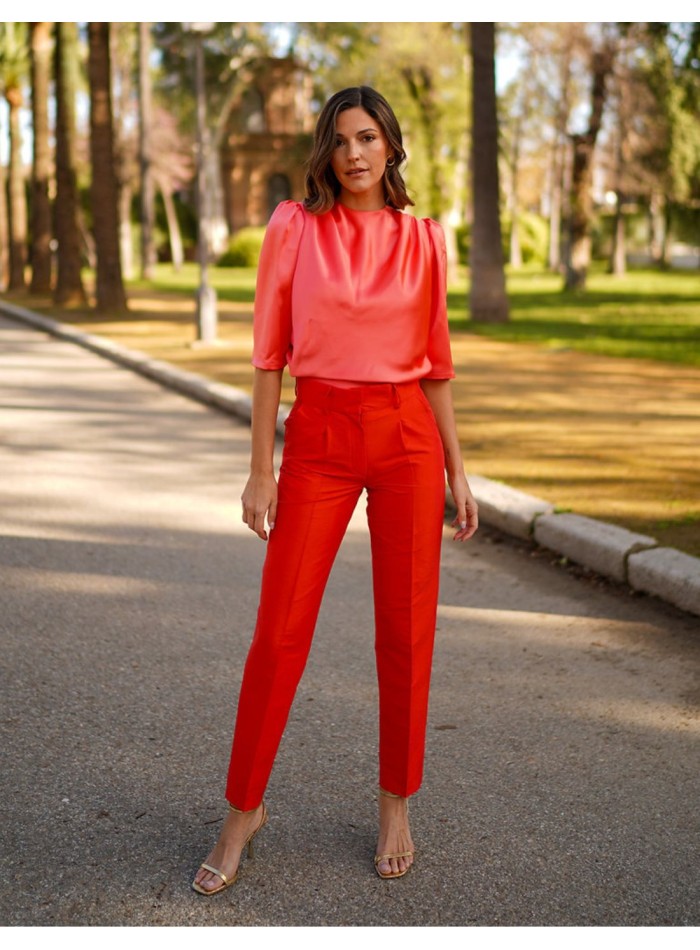 Pantalon de fete droit a taille haute avec pinces INVITADISIMA