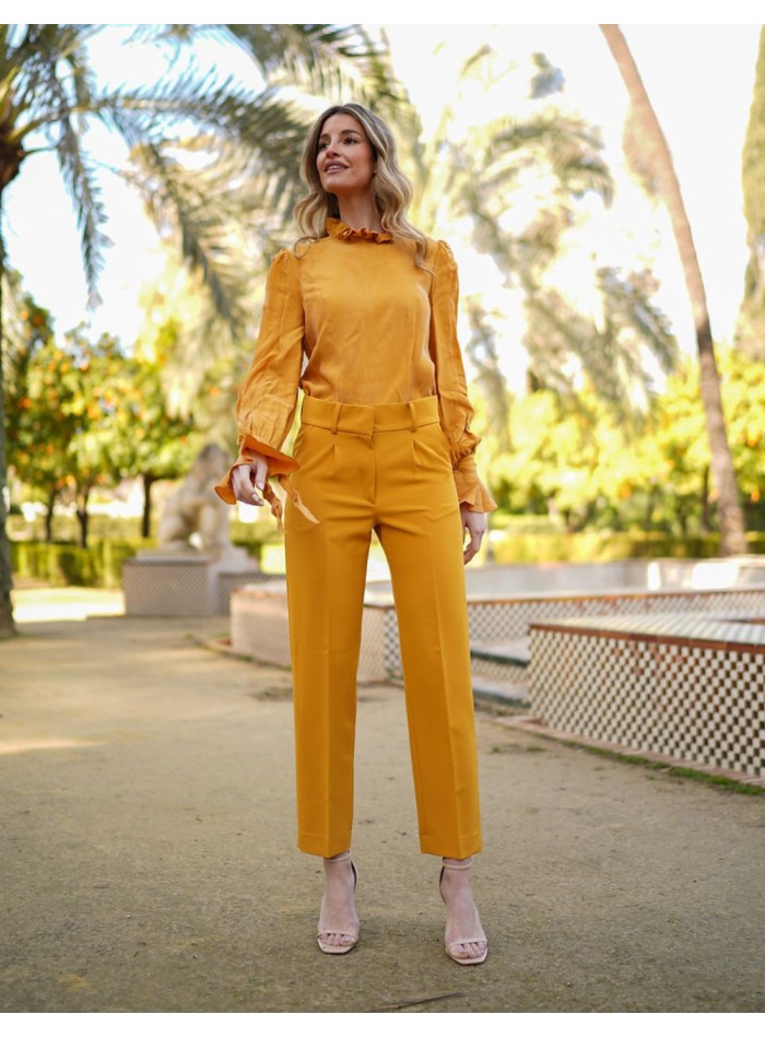 High neck and long sleeve party blouse with...