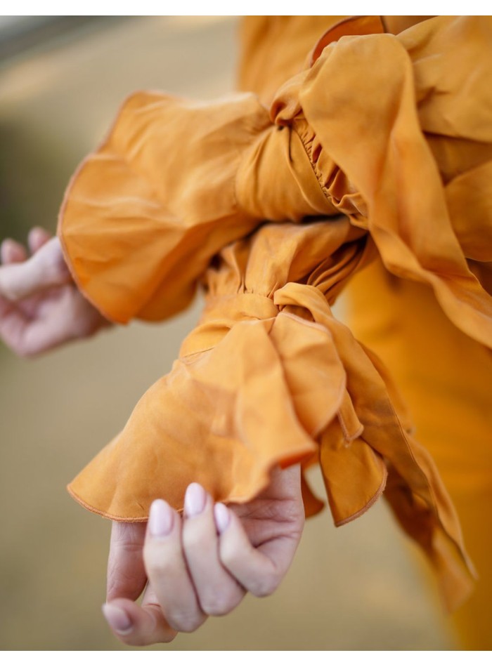 High neck and long sleeve party blouse with...