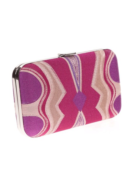 Bolso de mano en tejido bordado tricolor para invitada Bolso de mano en tejido bordado tricolor para invitada